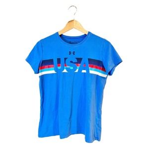 UNDER ARMOUR GIRL'S USA T-SHIRT, SIZE YXL HEATGEAR LOOSE FIT